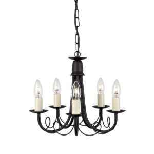 Żyrandol Minster MN5-BLACK klasyczna oprawa w kolorze czarnym - Elstead Lighting