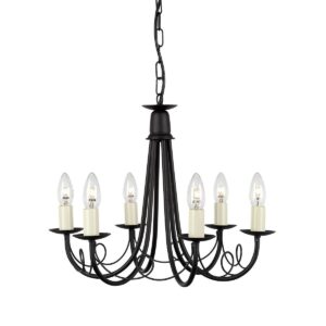 Żyrandol Minster MN6-BLACK dekoracyjna oprawa w kolorze czarnym - Elstead Lighting
