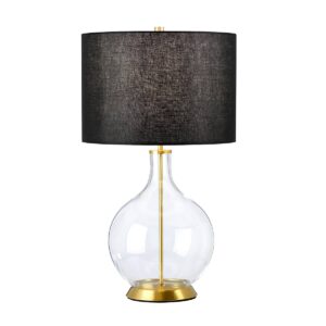 Lampa stołowa ORB ORB-CLEAR-AB-BLK oprawa w kolorze postarzanego mosiądzu z czarnym abażurem - Elstead Lighting