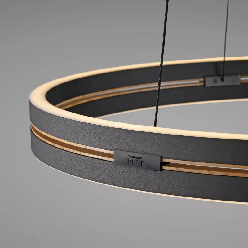 Lampa wisząca PURE E-LOOP 2551-18 oprawa w kolorze czarnym z elementami mosiądzu + pilot - Paul Neuhause - obrazek 6