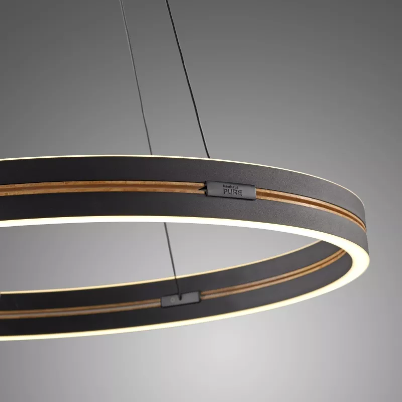 Lampa wisząca PURE E-LOOP 2551-18 oprawa w kolorze czarnym z elementami mosiądzu + pilot - Paul Neuhause - obrazek 2