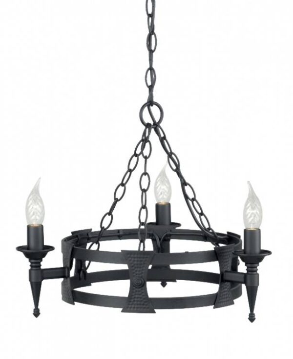 Żyrandol Saxon SAX3-BLK czarna oprawa w klasycznym stylu - Elstead Lighting
