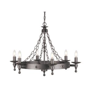 Żyrandol Warwick WR6-GRAPHITE klasyczna oprawa w kolorze grafitu - Elstead Lighting