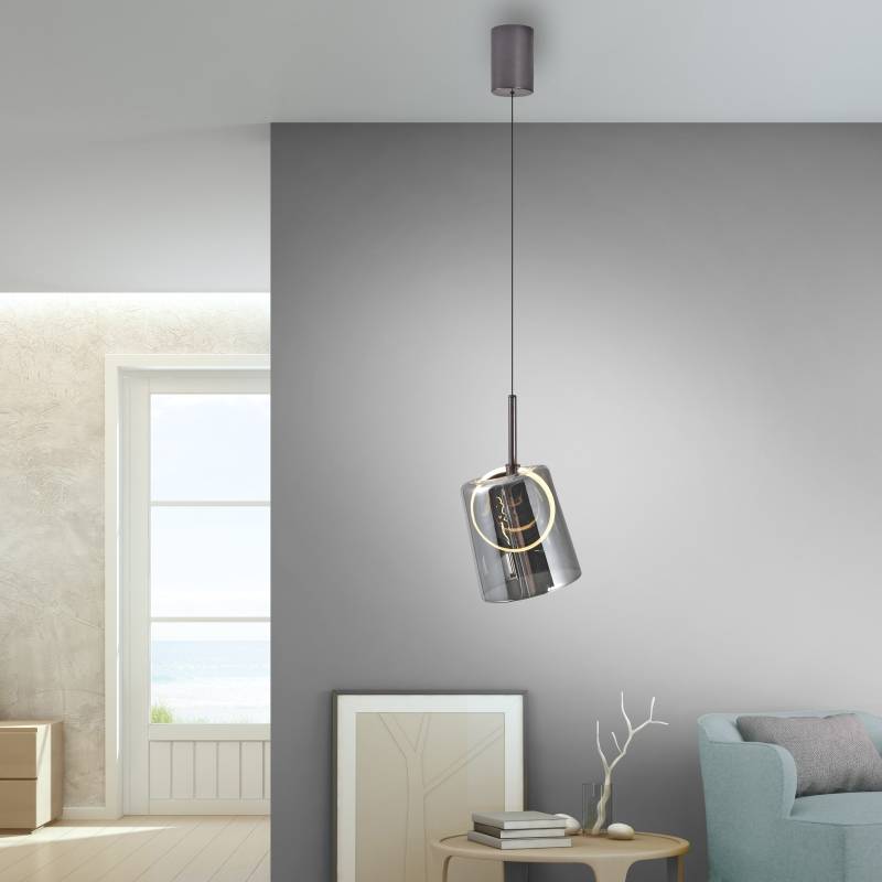 Lampa wisząca ZULA 2541-25 oprawa w kolorze czarnym z brązowym kloszem - Paul Neuhause - obrazek 3