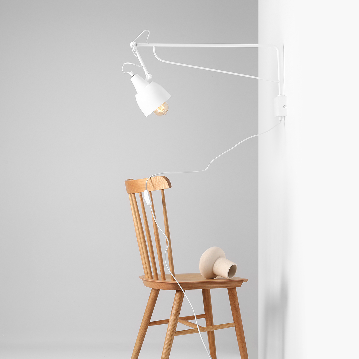 SOHO WALL LONG WHITE 1002C_D Kinkiet na długim wysięgniku - ALDEX - obrazek 3