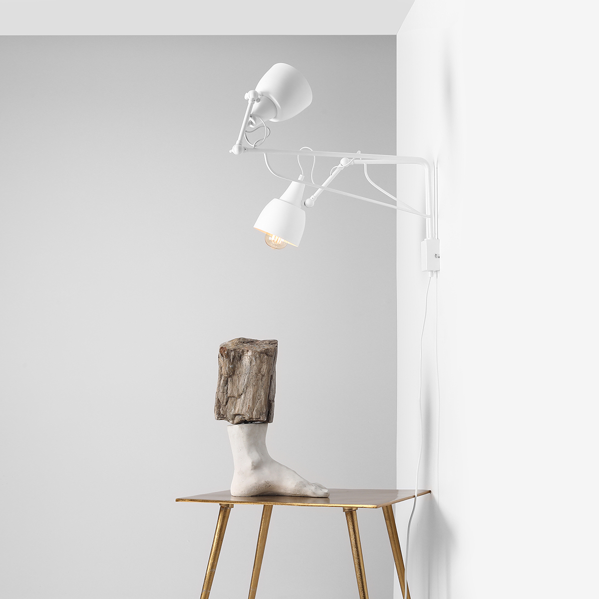 SOHO WALL 2 WHITE 1002D Podwójny kinkiet na wysięgniku - ALDEX - obrazek 3