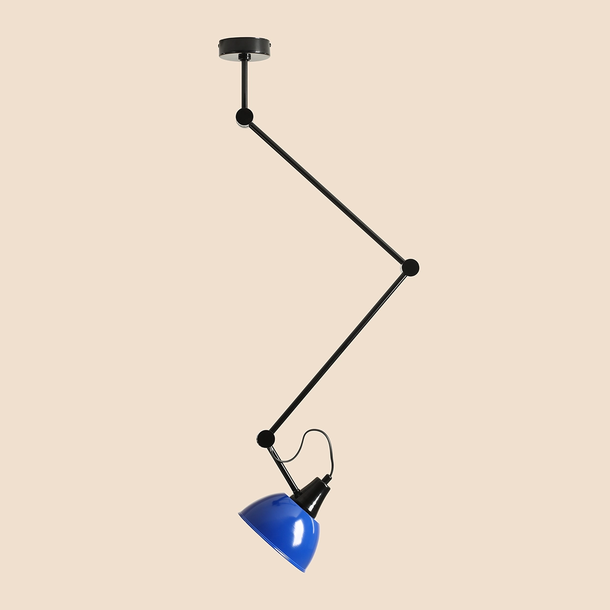 AIDA BLACK GLOSS (COBALT) 1141PL_G3_25 Nowoczesny plafon z kobaltowym kloszem - ALDEX