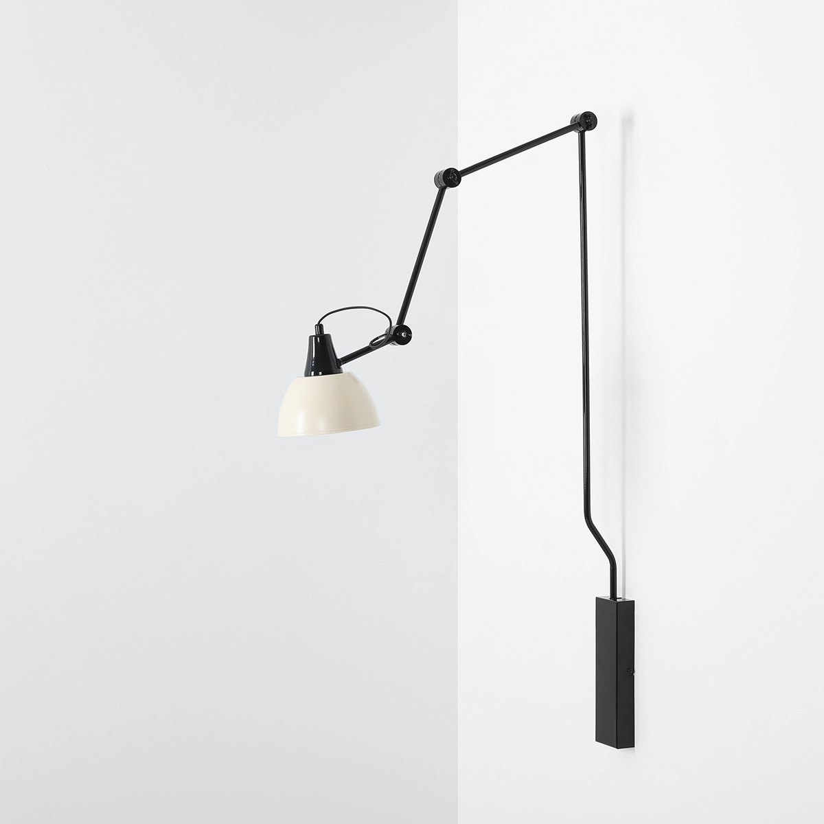 AIDA WALL BLACK GLOSS (CREAM) 1141C3_9 Nowoczesny kinkiet z kremowym kloszem - ALDEX