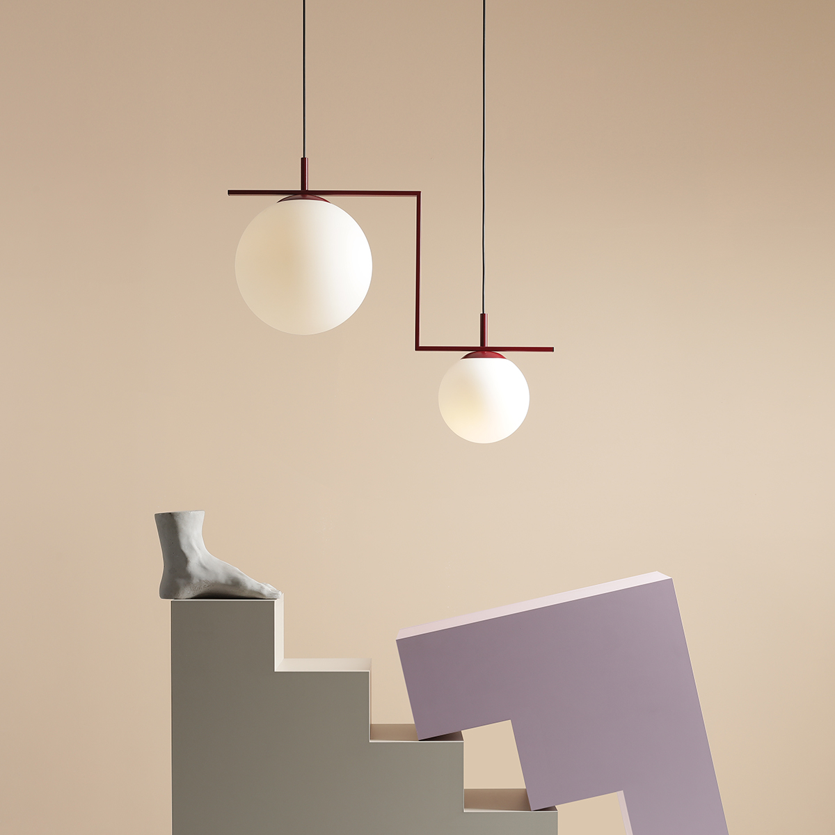 ZAC 2 RED WINE MATTE 1038H15_2 Nowoczesna lampa wisząca #colours - ALDEX - obrazek 4