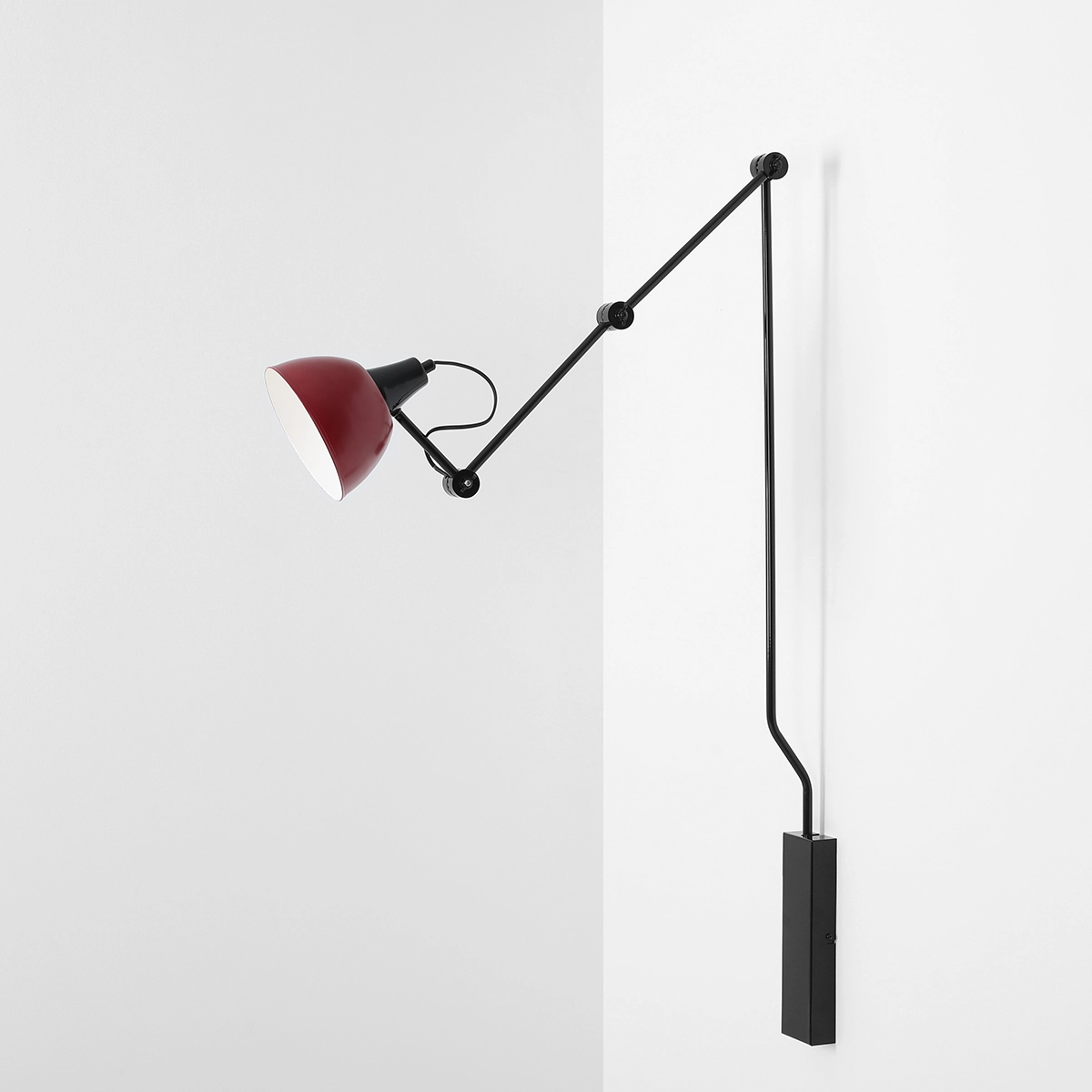 AIDA WALL BLACK GLOSS (RED WINE) 1141C3_15 Nowoczesny kinkiet z bordowym kloszem - ALDEX - obrazek 3