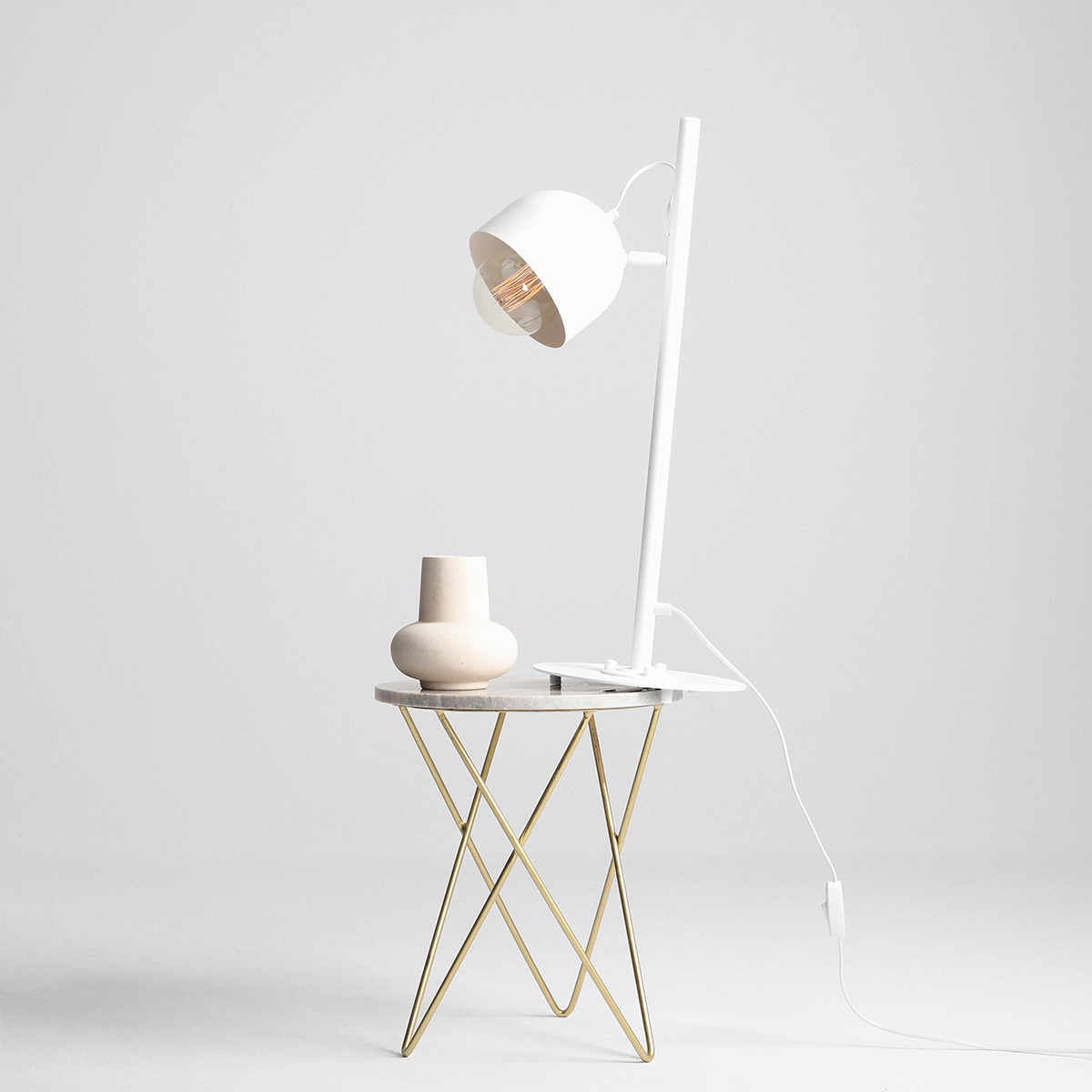 BERYL TABLE WHITE 976B Nowoczesna lampka biurkowa - ALDEX - obrazek 4