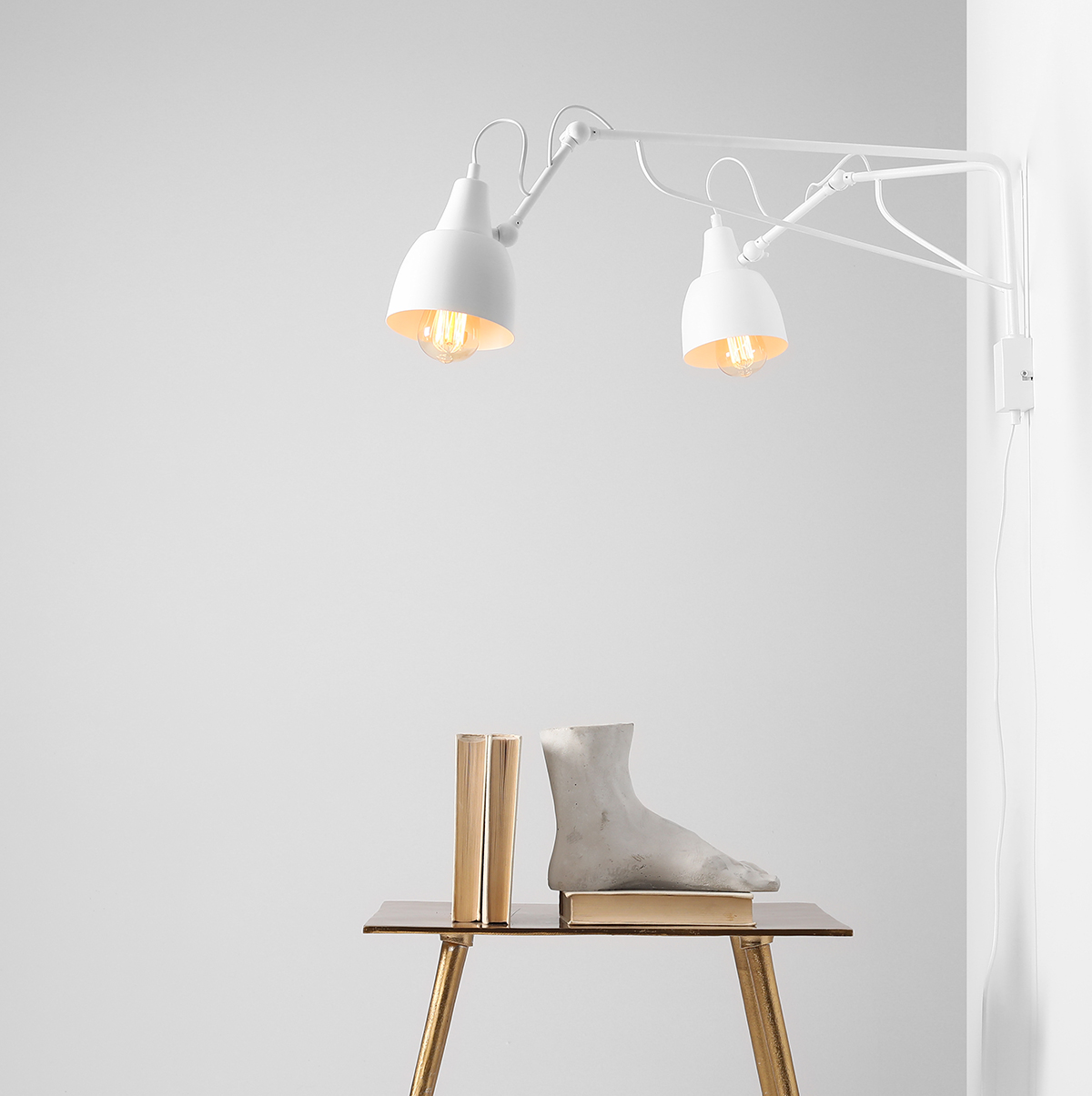 SOHO WALL 2 WHITE 1002D Podwójny kinkiet na wysięgniku - ALDEX - obrazek 4