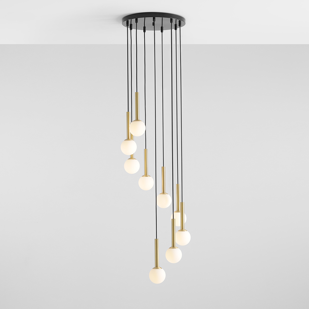 RIU 9 RING BLACK BRASS 1103N1 Kaskadowa lampa wisząca- ALDEX