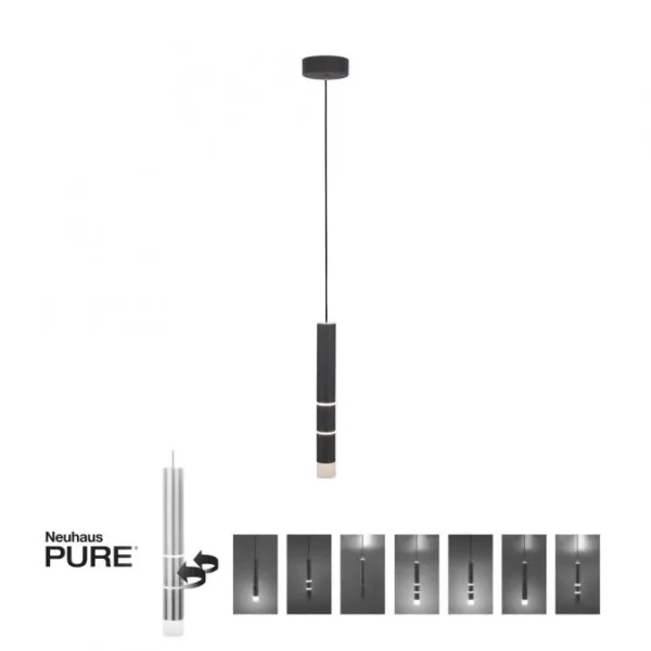 Lampa wisząca czarna PURE-VEGA 2211-18 - Paul Neuhaus