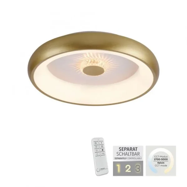 Lampa sufitowa na pilota mosiądz LED VERTIGO 14384-60 - Paul Neuhaus
