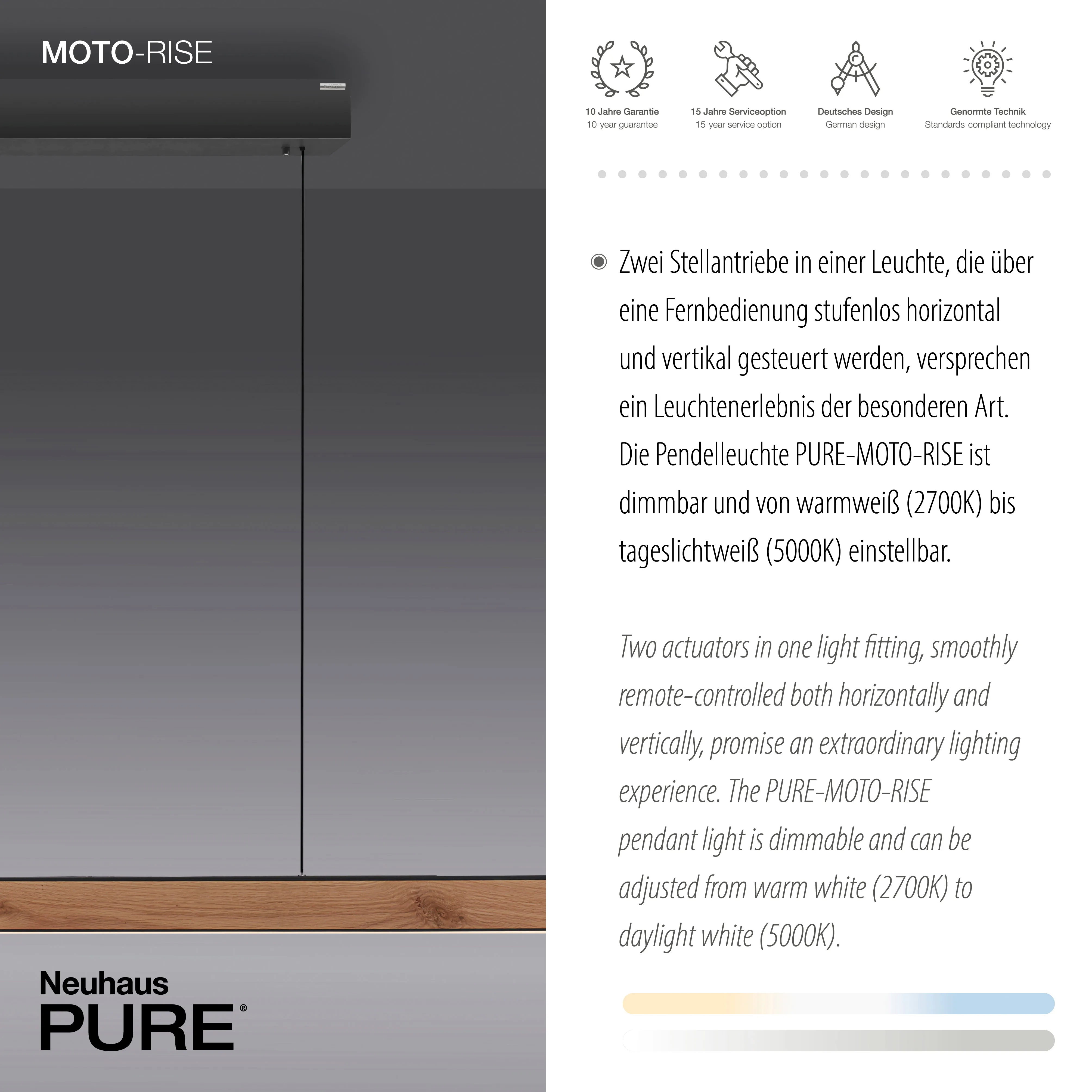 Lampa wisząca z funkcją windy PURE MOTO-RISE 2545-79 - Paul Neuhaus - obrazek 3