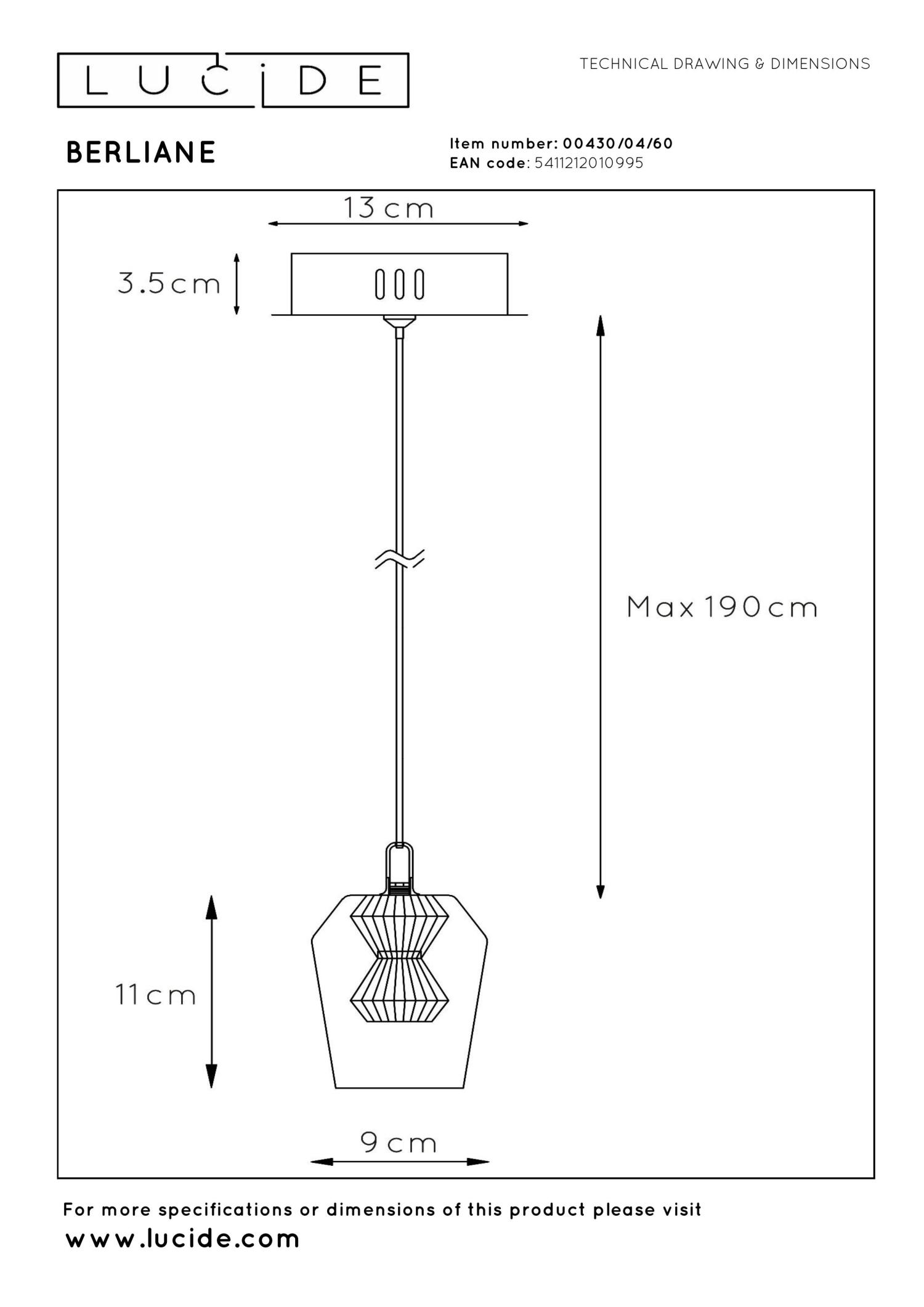 Lampa wisząca BERLIANE 00430/04/60 - Lucide - obrazek 7
