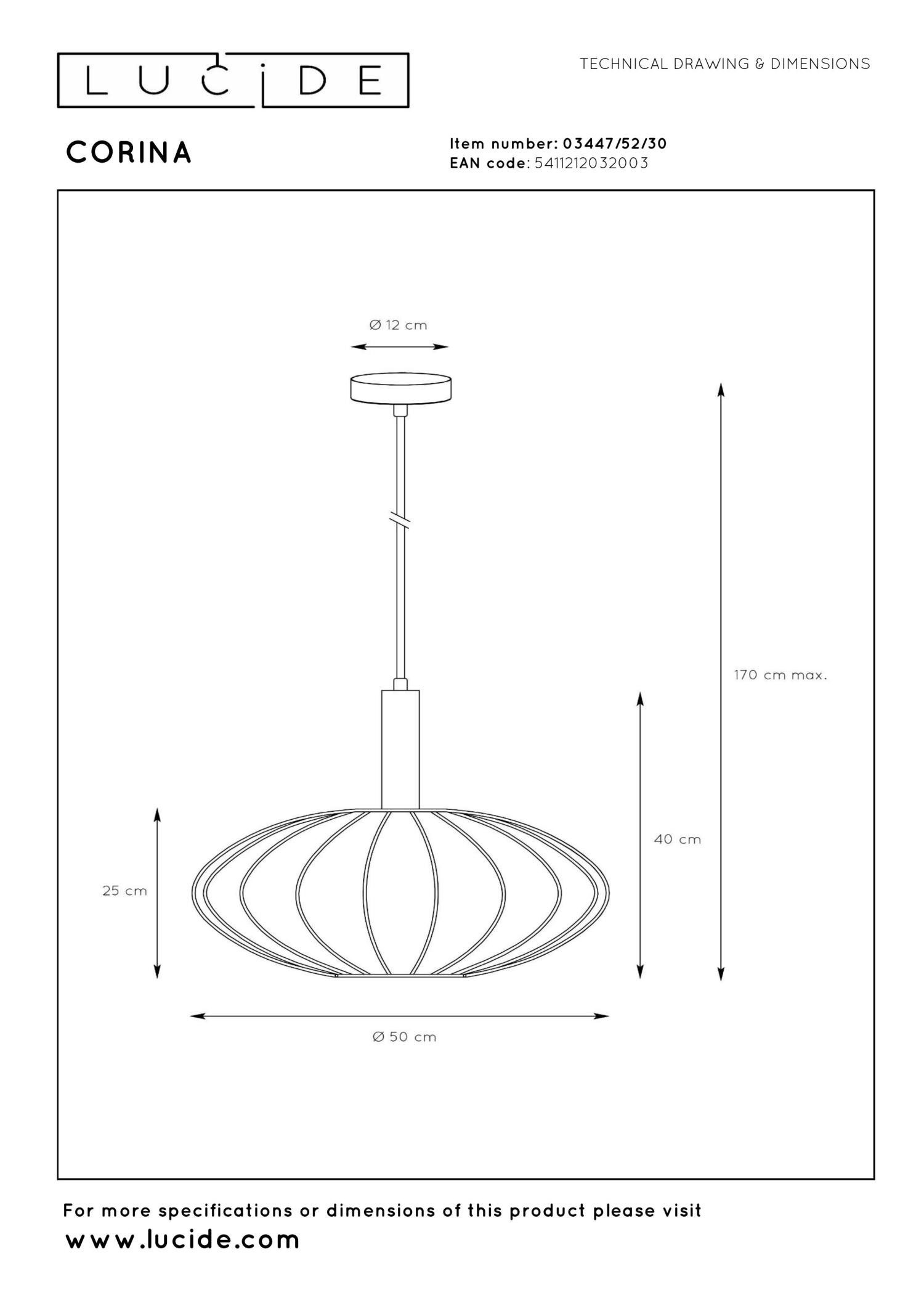 Lampa wisząca CORINA 03447/52/30 - Lucide - obrazek 3