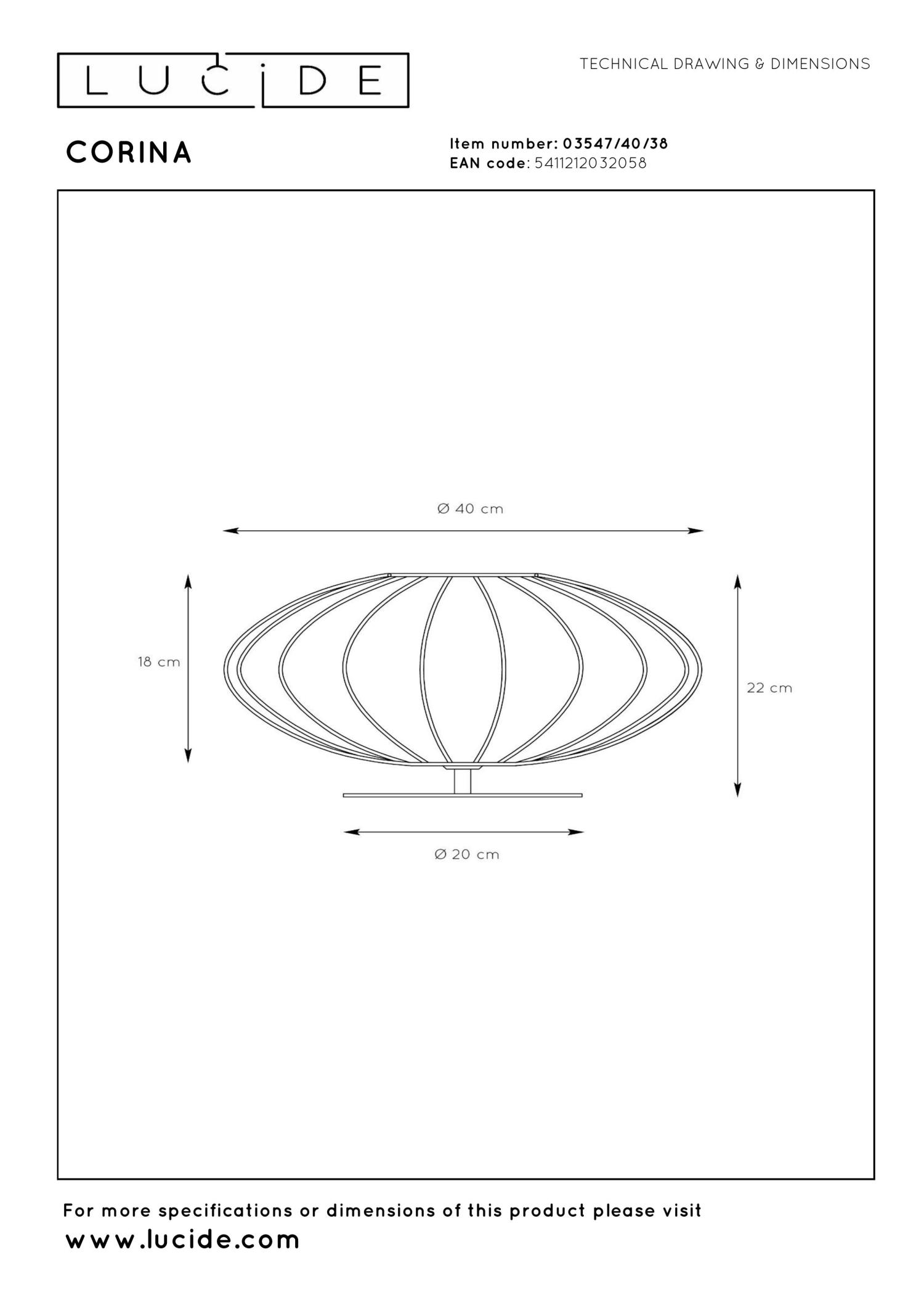 Lampa stołowa CORINA 03547/40/38 - Lucide - obrazek 2