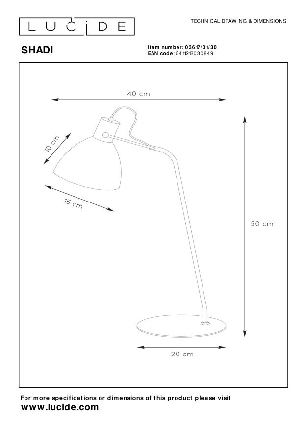Lampa stołowa SHADI 03617/01/30 - Lucide - obrazek 4