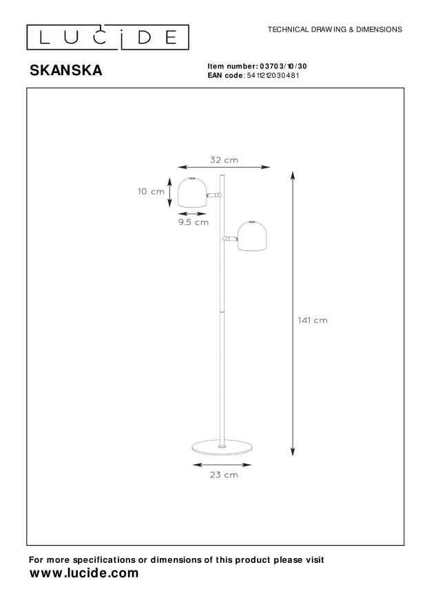 Lampa podłogowa SKANSKA-LED 03703/10/30 - Lucide - obrazek 4