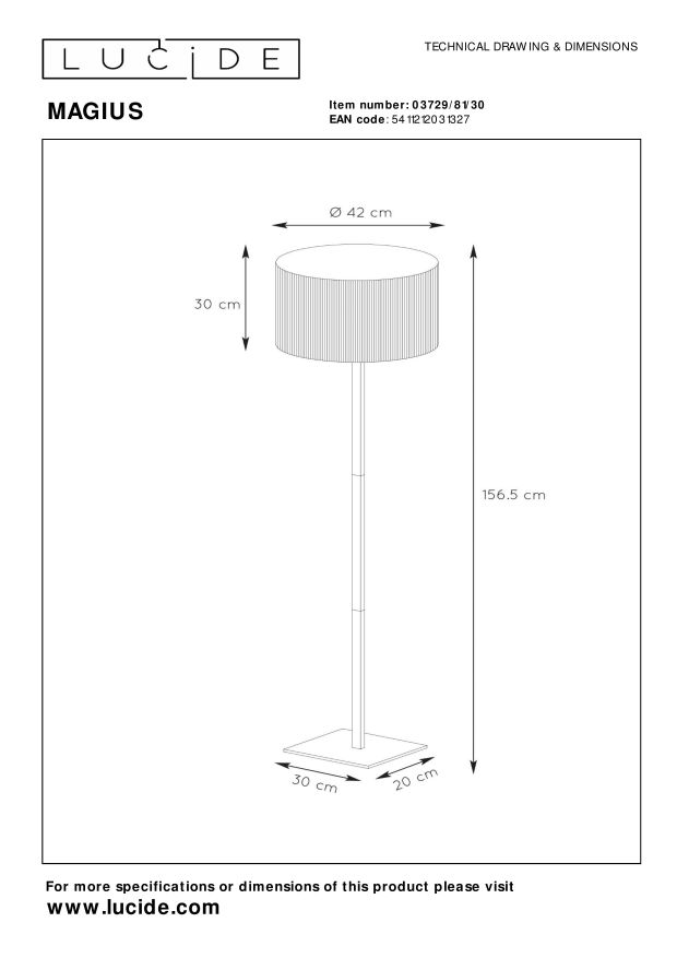 Lampa podłogowa MAGIUS 03729/81/30 - Lucide - obrazek 8