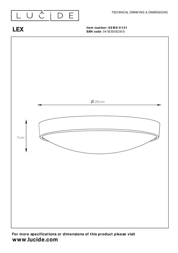 Lampa sufitowa LEX 08109/01/31 - Lucide - obrazek 4
