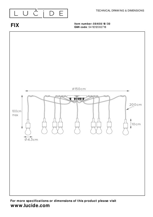 Lampa wisząca FIX 08408/10/30 - Lucide - obrazek 5