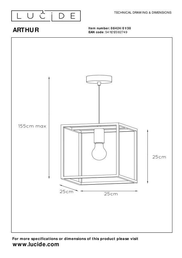 Lampa wisząca ARTHUR 08424/01/30 - Lucide - obrazek 6