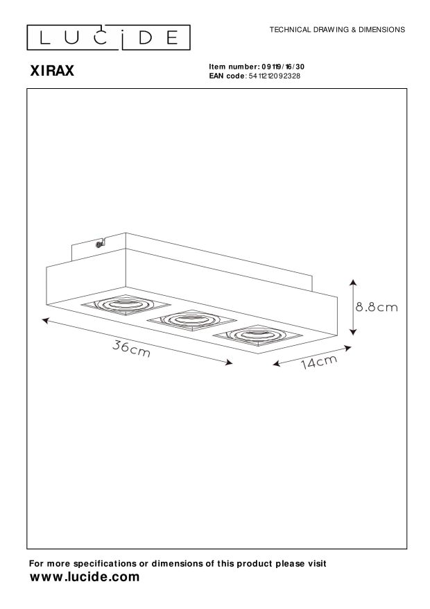 Lampa sufitowa XIRAX 09119/16/30 - Lucide - obrazek 6