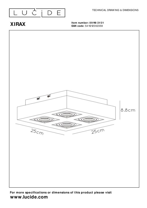 Lampa sufitowa XIRAX 09119/21/31 - Lucide - obrazek 6