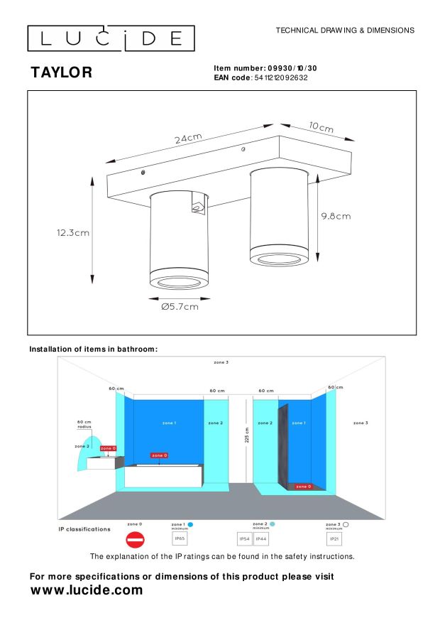 Lampa łazienkowa TAYLOR 09930/10/30 - Lucide - obrazek 7