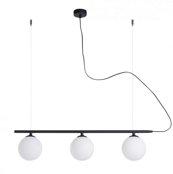 Lampa nad stół WISZĄCĄ BERYL GLASS 3 BLACK 1006E_1 - Aldex