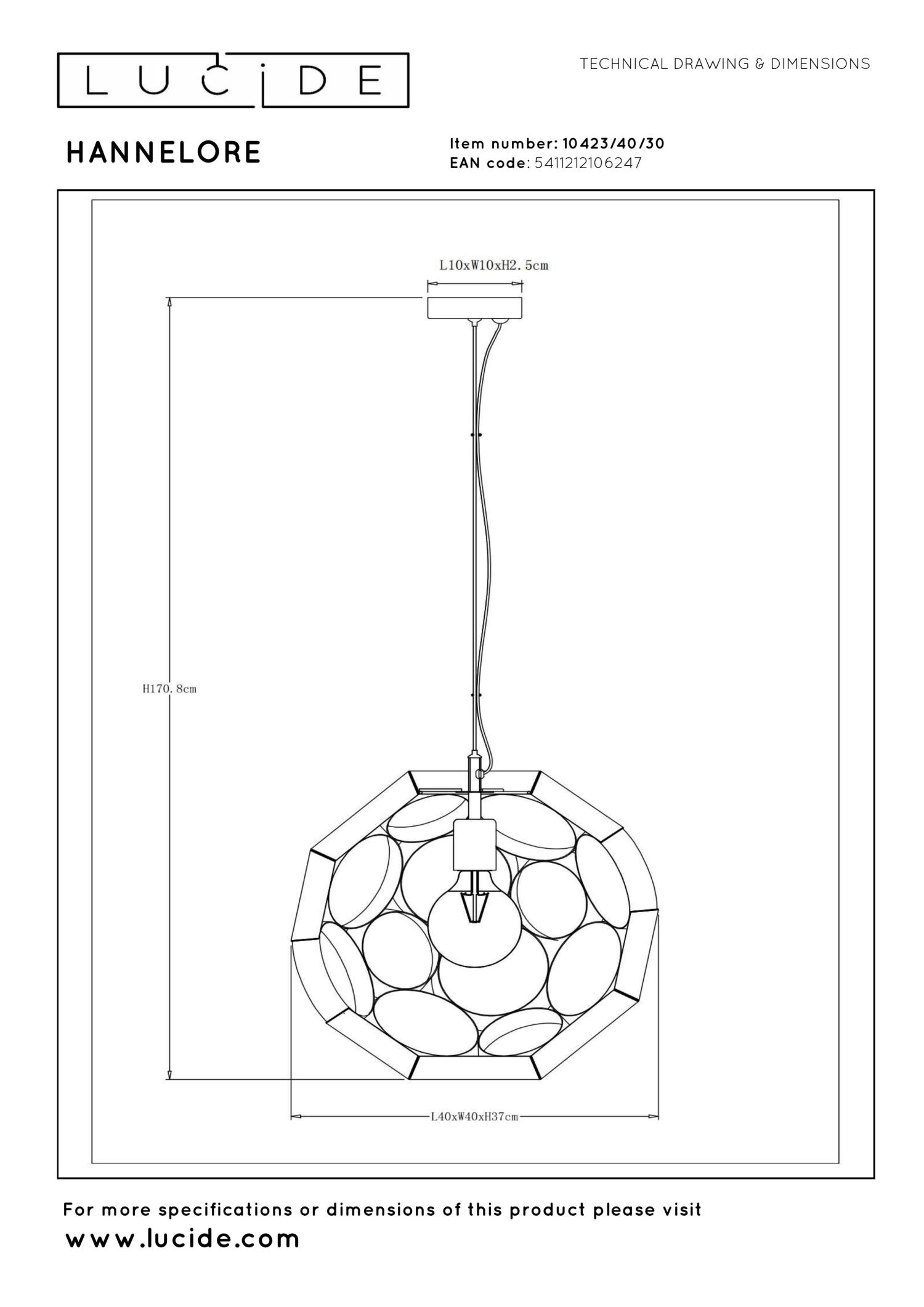 Lampa wisząca HANNELORE 10423/40/30 - Lucide - obrazek 2