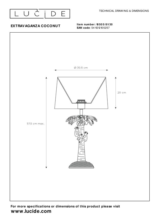 Lampa stołowa EXTRAVAGANZA COCONUT 10505/81/30 - Lucide - obrazek 7