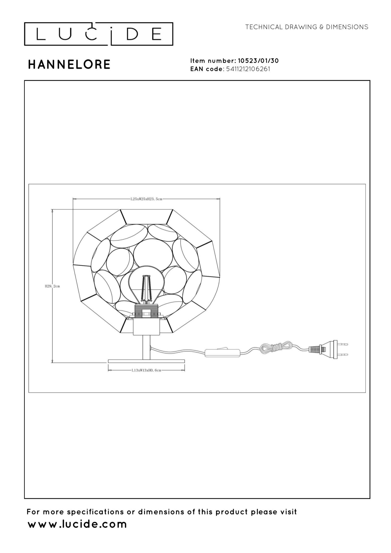 Lampa stołowa HANNELORE 10523/01/30 - Lucide - obrazek 4