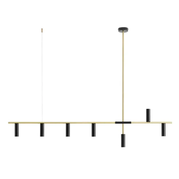 Lampa designerska wisząca TREVO 7 BLACK BRASS 1083T40 - Aldex