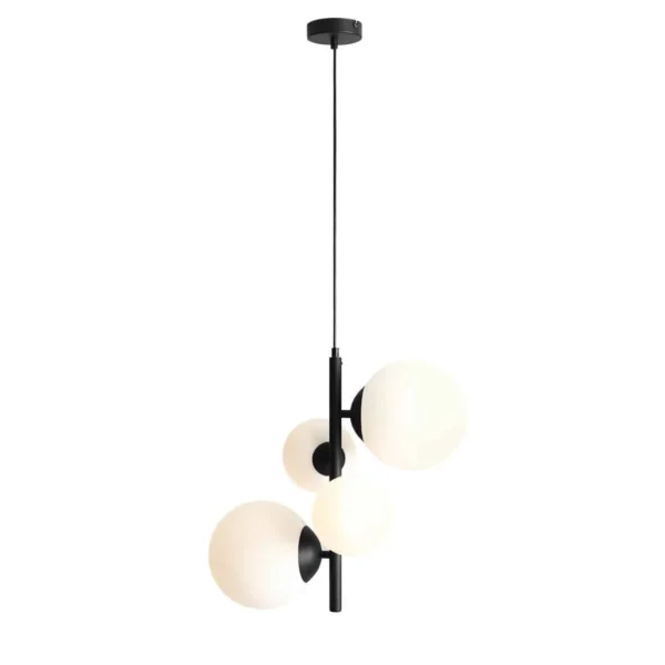 Lampa wisząca czarna + białe kule do salonu BLOOM 4 BLACK 1091L1 - Aldex