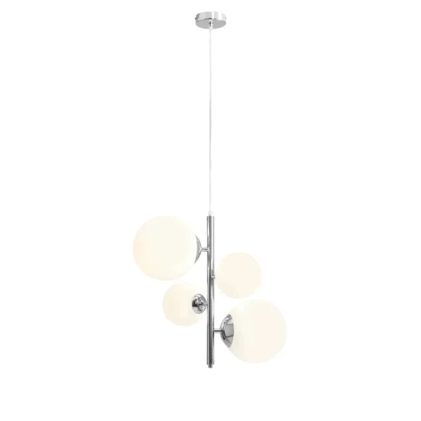 Lampa wisząca nowoczesna chrom + białe kule BLOOM 4 CHROME 1091L4 - Aldex