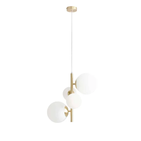 Lampa wisząca mosiądz + białe kule stylowa BLOOM 4  1091L40 - Aldex