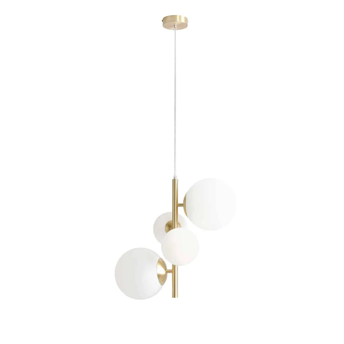 Lampa wisząca mosiądz + białe kule stylowa BLOOM 4 1091L40 - Aldex