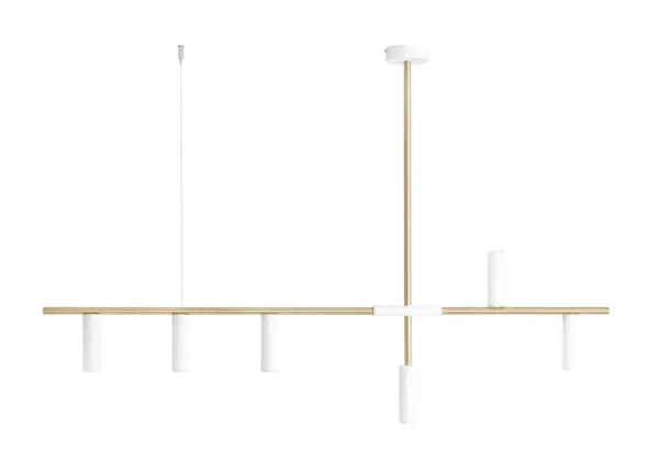Lampa stylowa wisząca minimalistyczna do salonu TREVO 6 WHITE BRASS 1097K40 - Aldex