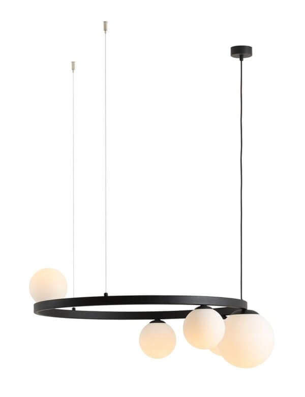 Lampa wisząca designerska GARDA 5 RING BLACK 1099F1_R - Aldex
