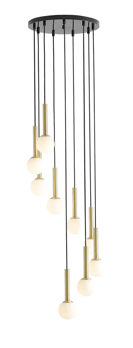 Lampa stylowa wisząca długa RIU 9 czarno złota 1103N1 - Aldex