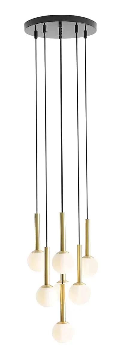 Lampa stylowa wisząca długa RIU 7 czarno złota 1103T1 - Aldex