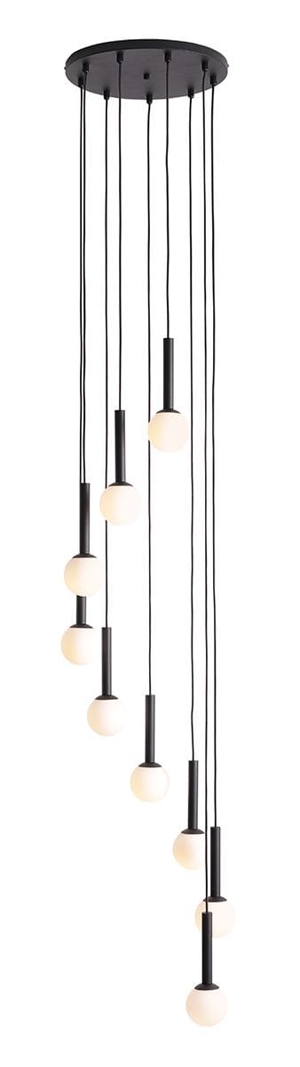 Lampa wisząca kaskadowa RIU 9 RING ALL BLACK 1117N1 - Aldex