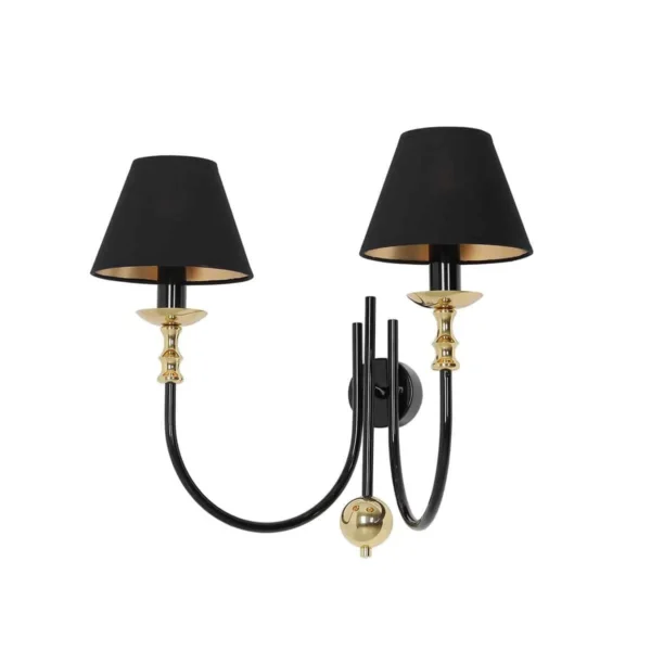 Kinkiet elegancki podwójny ROMA 2 BLACK 1118D1 - Aldex