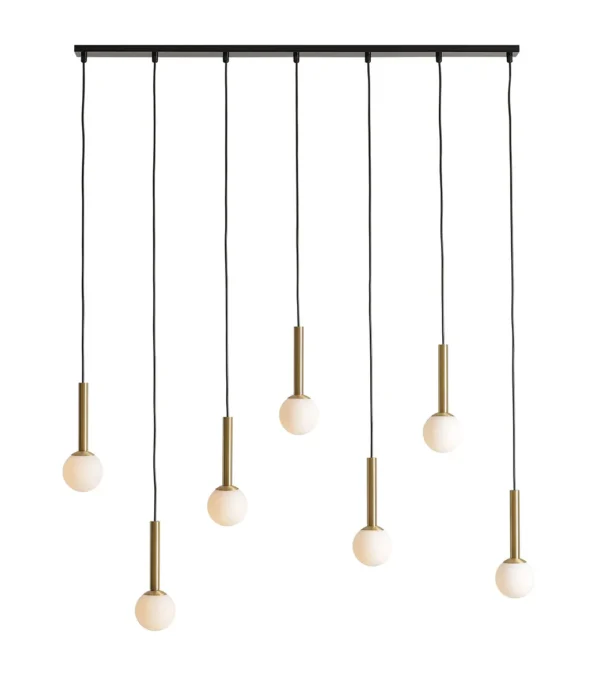 Lampa wisząca elegancka RIU 7 BLACK / BRASS 1121T40 - Aldex
