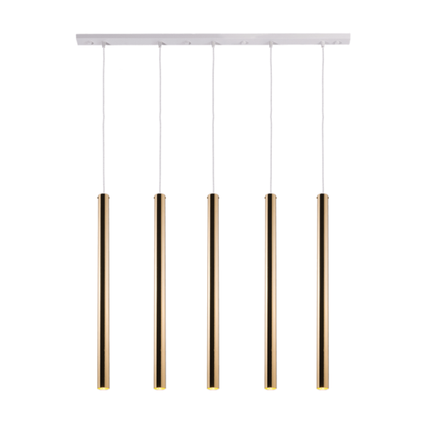 Lampa wisząca Akadi 5 - Mosiądz polerowany-biała (700 mm) 8888 - Antigo