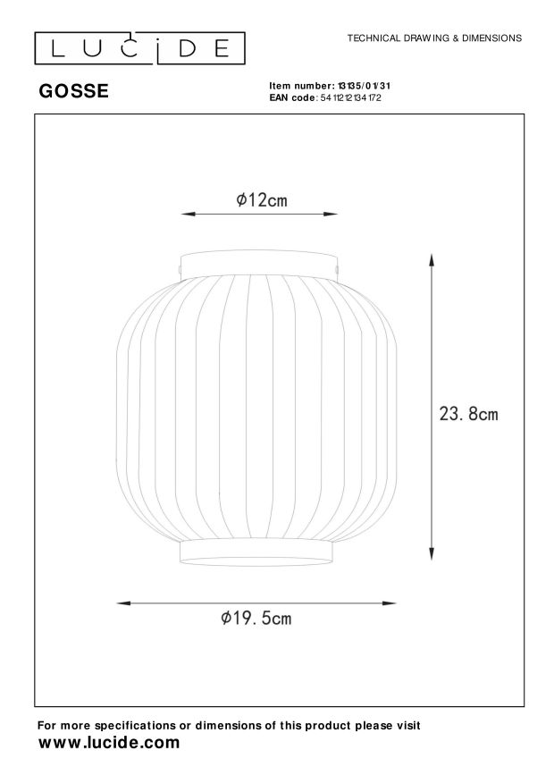 Lampa sufitowa GOSSE 13135/01/31 - Lucide - obrazek 4